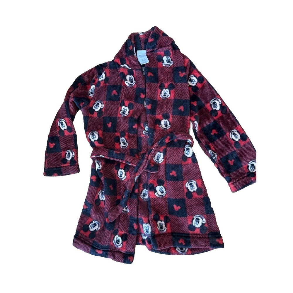 Disney Mickey Mouse Bathrobe Kids‎ Toddler Size 4T/5T Red Black Bed Bath Robe